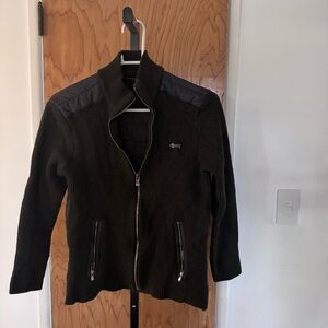 Louis Castel Women's Dark Olive Knit Zip-Front Jacket size 100